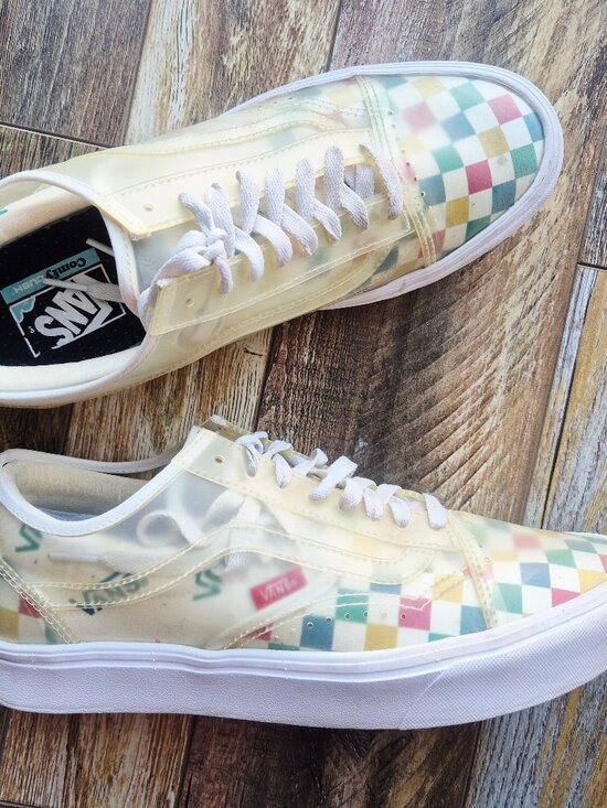 Vans ComfyCush Slip-Skool Checkerboard Multi-Color Sneakers Lace Unisex M9.5 W11 - Picture 2 of 11